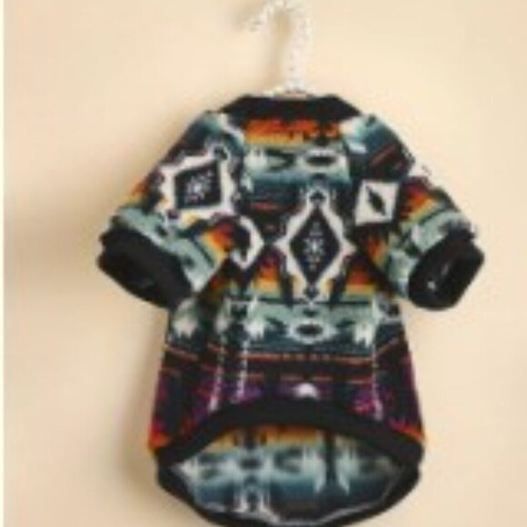 Boho Southwestern Dog Sweater Multicolor Plush Thickened Pet Sweatshirt Size M - Picture 3 of 10